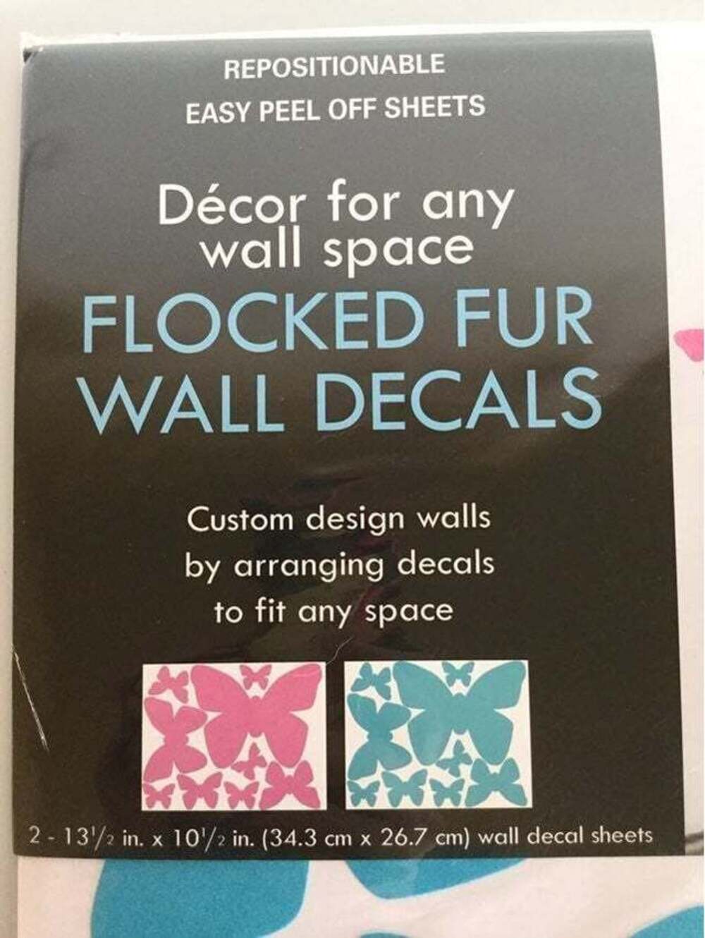 Flocked Fur Butterfly Wall Decals Gender Reveal Baby Shower College Dorm DIY - Picture 3 of 6